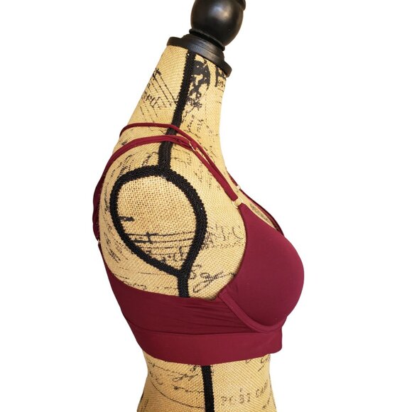 Pink Victoria's Secret S Push Up Bralette Burgundy Strappy Wired Chic Preppy - Picture 6 of 9